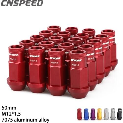 Jdm Style Lug Nuts 20PCS Anti-Theft 7075 Forged Aluminum Alloy Wheel Lock Nuts Length 50mm M12*1.5 M12*1.25 Hex19mm Aftermarket