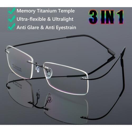 Flexible Ultralight Rimless Reading Glasses Memory Titanium Clear Magnetic Presbyopic Eyeglasses Strength +1.0~+3.5 for Unisex