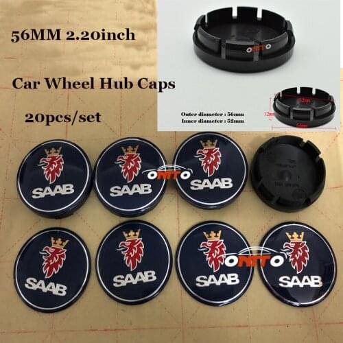 20PCS /SET 56mm Car logo Badge Emblem Wheel hub Caps Modified for 9-3 9-5 93 95 BJ SCS Auto wheel center covers