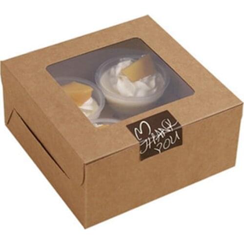 5PCS Brown Bakery Boxes with PVC Window for Pie and Cookies Boxes Small Natural Craft Paper Box Cupcake Boxes Donut/Cake/Muffin