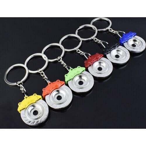 Creative gift brake disc wheel caliper metal key foil car modified disc brake waist hanging key ring pendant
