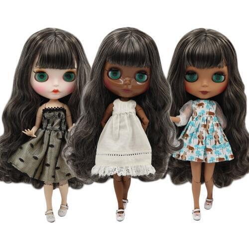 ICY DBS Blyth doll 30cm customized nude joint body with black mixed hair for 1/6 bjd girl gift BL950/313