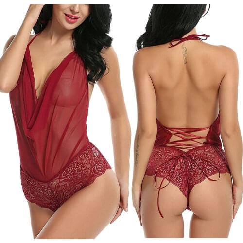 Hot Fashion Women G String Lace Sling Sleepwear Sexy Lingerie Nightwear Underwear Bodysuits plus size Exotic Apparel