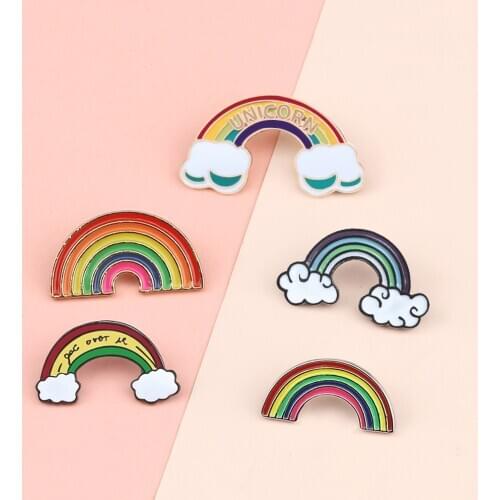 Cartoon Pride Rainbow Enamel Pin Custom Brooches Bag Clothes Lapel Pin Badge Weather Jewelry Lovely Gift for Kids Girls Friends