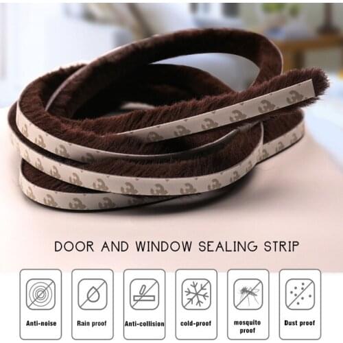 New 5M Brush Strip Self Adhesive Door Window Sealing Strip 4 Sizes Home Doors Windows Sound Insulation Wind-proof Strips Gasket