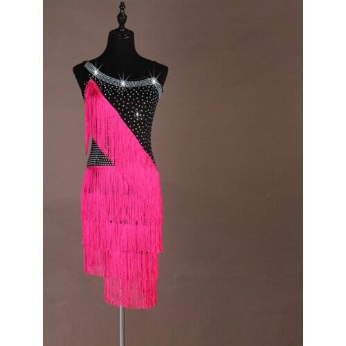 New yellow rose red Latin Dance Dresses Womens Performance Spandex Tassel / Crystals / Rhinestones Sleeveless Natural Dress