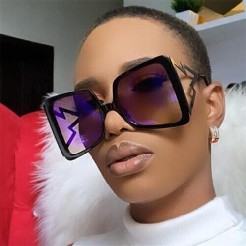 Blue Mirror Oversized Square Sunglasses Women 2020 Fashion Big Frame Hollow Out Legs Sun Glasses Luxury Bee Shades Lunette