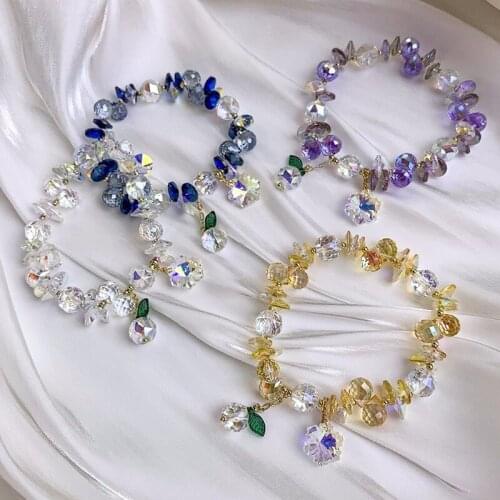 Wholesale Fashion Trendy Colorful AB Crystal Beaded Bracelets Women Sweet Temperament Handwork Bracelet Charms Jewelry Making