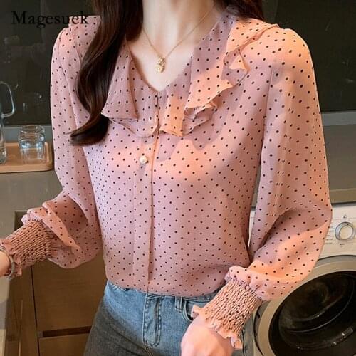 Autumn Tops 2021 Spring Women Blouses Office Ladies Chiffon Blouse Long Sleeve Bow Elegant Blusas Mujer Korean Red Tops 6179