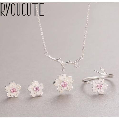 RYOUCUTE Fashion Wedding Bridal Jewelry Sets Silver Color Zirconia Flower Choker Necklaces Earring For Women Dubai Bijoux