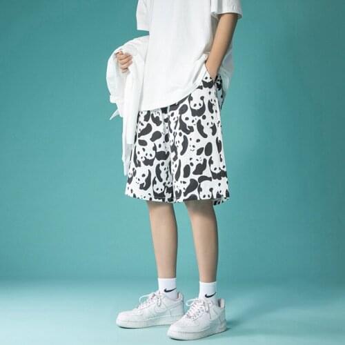 Highstreet Panda Printed Summer Mens Drop Crotch Shorts Baggy Loose Hip Hop Urban Clothes Joggers Harem Shorts For Male