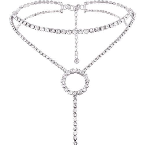 Rhinestone choker Necklace Statement Round Necklace 2018 Luxury sexy collar Necklace Women Accessories Circular fashion jewelry