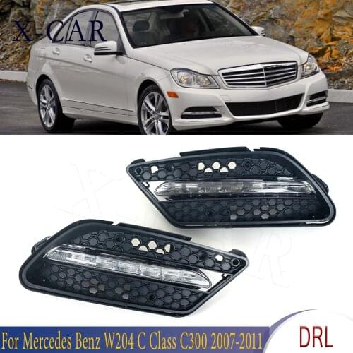 X-CAR Left Right Car LED Fog Light DRL Daytime Running Lights For Mercedes-Benz W204 C-Class C300 AMG Sport 2007 2008 2009 2011
