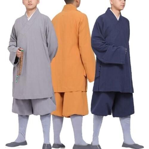 Unisex 5color red/black/blue FULL COTTON buddhist shaolin monk kung fu suits martial arts zen lay clothing arhat lohan uniforms