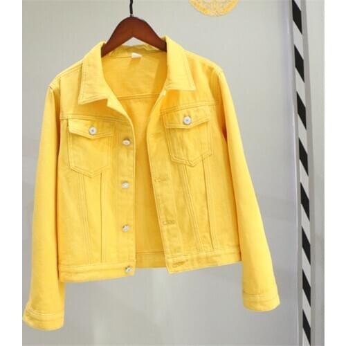 2021 New Womens Spring Short Harajuku Plus Size Candy Colors Slim Denim Jacket Jaqueta Feminina Long Sleeve Casual Jeans Jacket