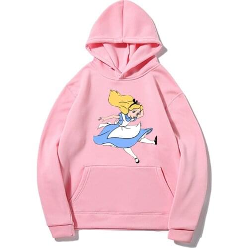 Women 2021 New Sweatshirts Disney Alice in Wonderland Harajuku Loose Streetwear Top Autumn Spring O Neck Pullover Hoody women