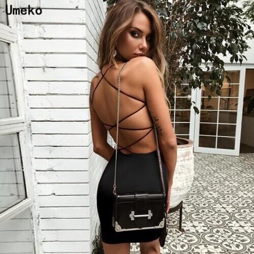 2020 New Womens Sexy Solid Backless Bandage Summer Sleeveless Dresses Slim Fit Dress Package Hip Dress Mini Dresses Plus Size