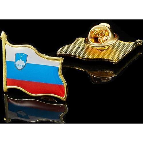 Slovenia Flag Lapel Badge Gold Waving Flag Badge Jewelry Pin Brooch Wear On Suits & Travel Bags