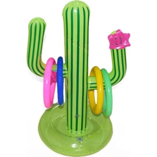 1set Inflatable Cactus Ring Toss Game Inflatable Toss Game Pool Toys Luau Party Supplies Indoor Outdoor Game for Kids Adults