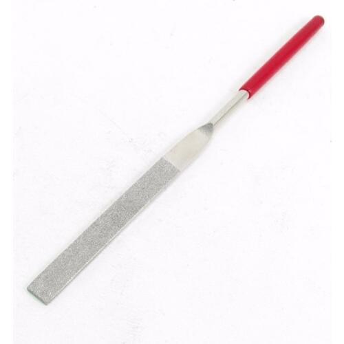 Uxcell Hot Sale 1pc 6mm Shank 70 x 9 x 2mm Art Craft Flat Diamond File Grinding Tool 180mm Long Red Silver Tone