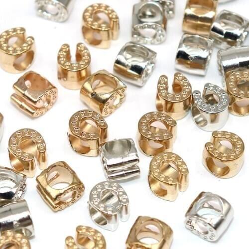 10*9mm 50/100pcs CCB Horseshoe Buckle Beads for Jewelry Making Silver Plated Spacer European Bead (not Metal) Big Hole Bead
