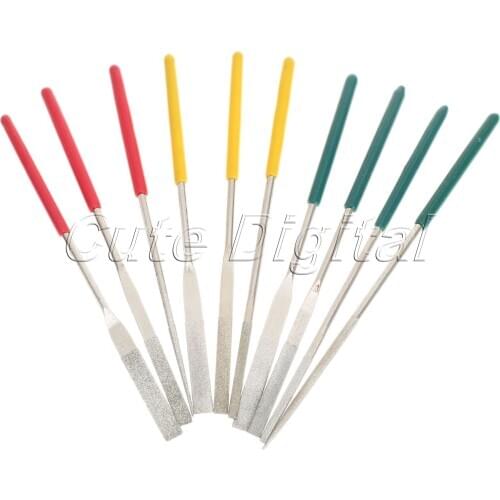 10pcs 3x140mm Glass Diamond Coating Needle File Lapidary Ceramic Set Tool Woodworking Cutting Repair Tool Wood Rasp Hand Tools