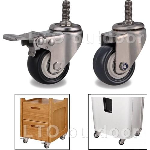 2PCS Stainless Steel Swivel Casters Industrial Heavy Duty Caster Caster Furniture Caster Noiseless Wheel