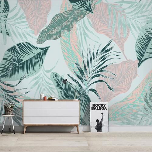 3D Wallpaper Modern Nordic Simple Abstract Lines Tropical Leaves Photo Wall Murals Living Room TV Bedroom Background Wall Papers