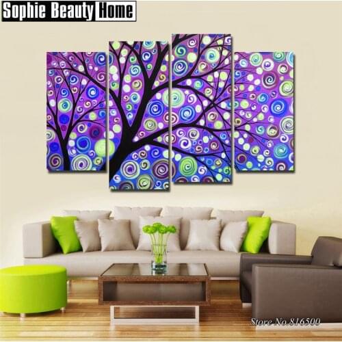 Full Drill Diamond 5D DIY Diamond Painting Purple Abstract Tree Diamond Embroidery Cross Stitch Rhinestone Mosaic Pattern 062619