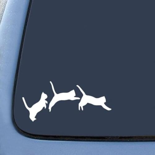Jumping Cats Kittens Love WHITE 6' Vinyl Decal Window Sticker for Laptop Ipad Window Wall Car Truck Motorcycle