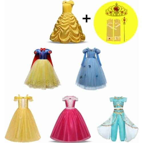 Belle Dress for Girls Princess Dress Halloween Carnival Festival Costume 4-10Y Children Cosplay Clothing Kids Birthday Gift Robe