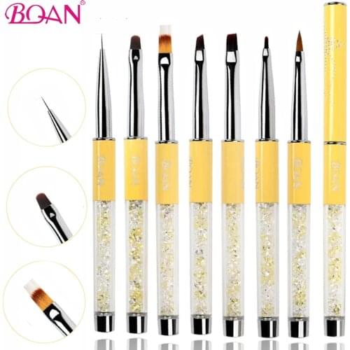 BQAN Yellow Nail Brush Gel Nail BrushArt Line Painting Brushes Crystal Acrylic Thin Liner Drawing Pen UV Gel Brush Manicure Tool