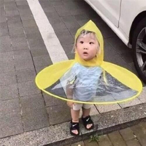 Childrens Raincoat Transparent UFO Raincoats Hands Free Rain Poncho Baby Funny Duck Rain Coat Rain Cover Raincoat for kids