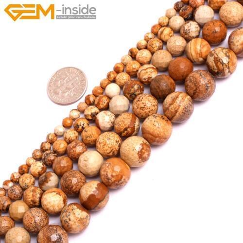Fashion Faceted Picture Jaspers Stone Beads For Jewelry Making 4-12mm 15inches DIY Jewellery Gem-inside