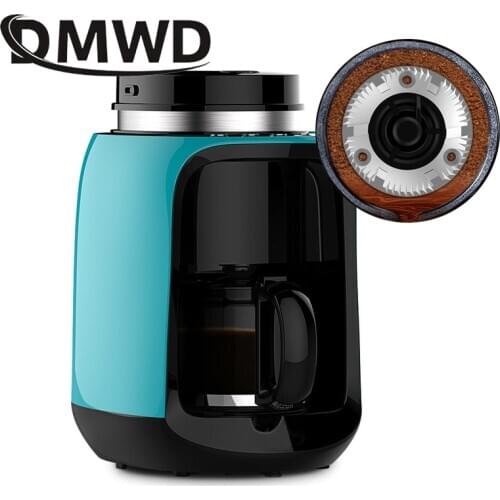 DMWD Electric Coffee Maker Extractor Automatic Mill Coffee Burr Grinder Drip American Cafe Tea Brewing Pot Bean Grinding Machine
