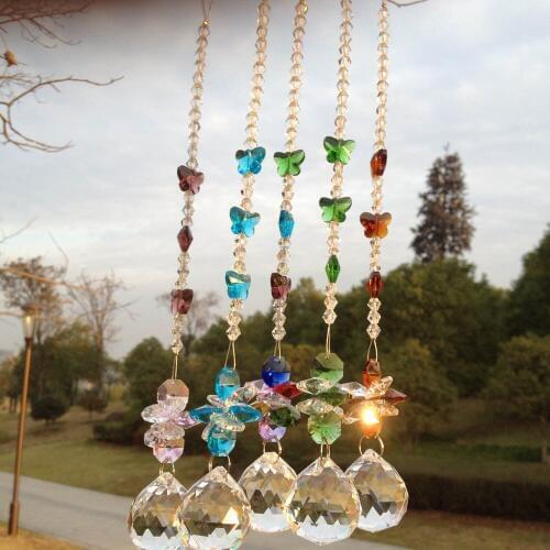 Garland Chakra Spectra 5PCS Suncatcher Glass Crystal Pendulum Lamp Prisms Parts Feng Shui Pendants 30mm M02280-1
