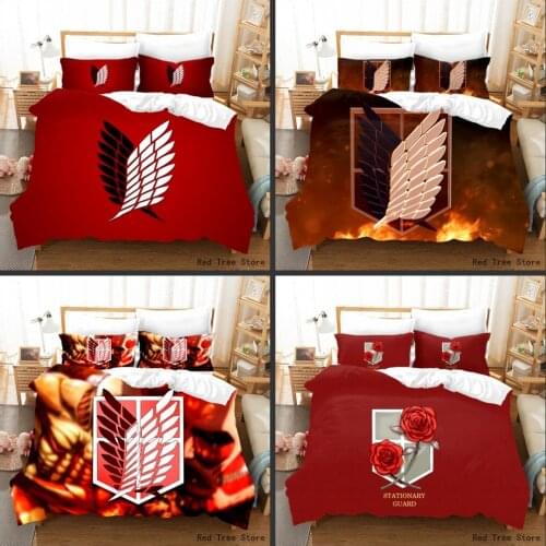 Anime Attack On Titan Duvet Cover 3D Print Bedding Set Cartoon Comforter Bedding Sets Bedclothes Bed Linen Boys Adult Twin Size