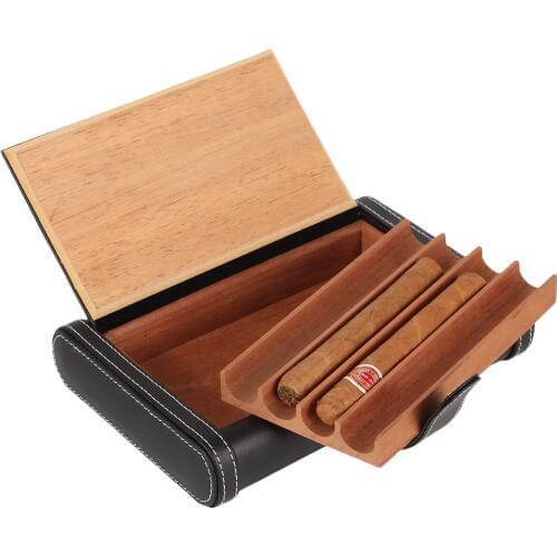 GALINER Book Style Cigar Leather Case Travel Humidor Box 4 Tube Holder Cigar Humidor For COHIBA Cigars