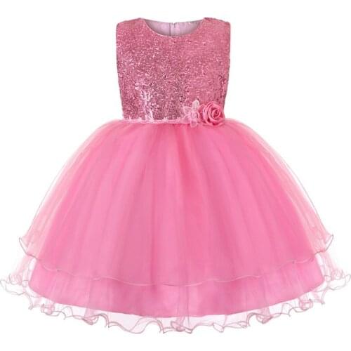 High Quality Lace Princess Baby dress Cute Fashion Baby Girl Dress Embroidered Sequins flower Girl Dress