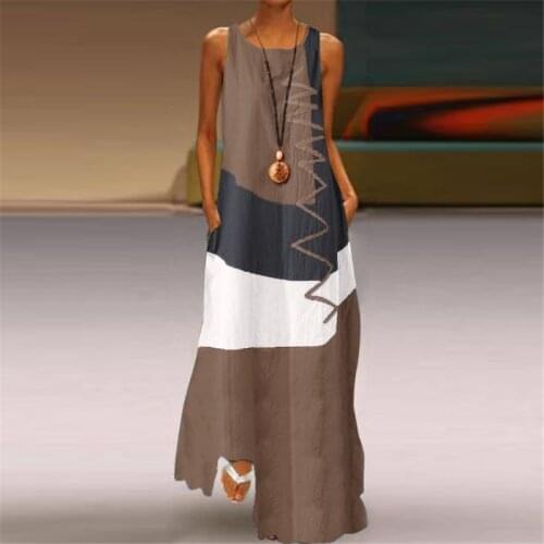 Summer Womens Dresses 2021 Sleeveless On Vacation Beach Vestidos Casual Oversized Women Cotton Linen Dress Arts Vintage Robe