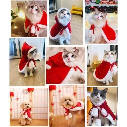 FATHIN Christmas Pet Cloak Dogs Cats Red Coat S M L for All Pets
