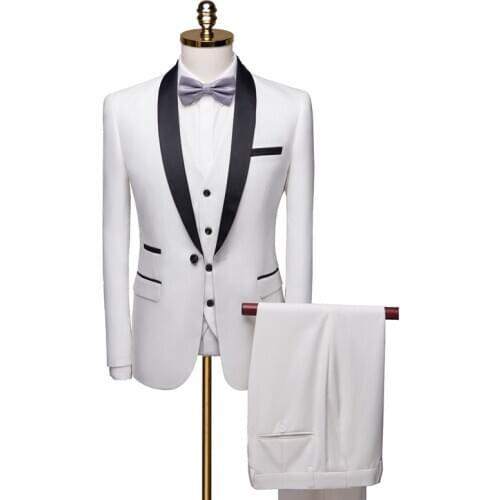 White Suit Men 2020 New Spring Autumn Slim Fit Wedding Suits For Men High Quality Shawl Collar Prom Party Suits
