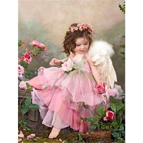 Angel Girl Landscape DIY Cross Stitch 11CT Embroidery Kits Needlework Craft Set Printed Canvas Cotton Thread Home Wholesale