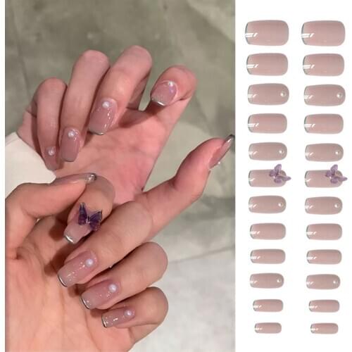 NEW Butterfly False Nails Full Cover Artificial Butterfly Fake Nails Detachable Manicure Press on Nails Decoration DIY Nail Art
