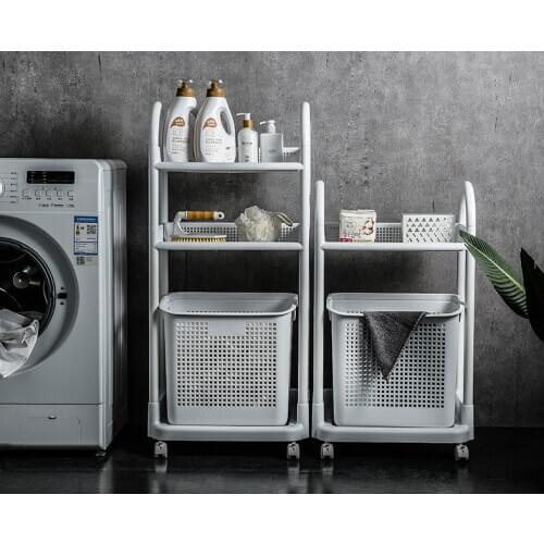 Extra large multi-layer clothes storage with dirty clothes basket bedroom dirty clothes Lou family bathroom shelf