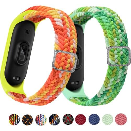 Bracelet for xiaomi mi band 6 strap braided solo loop Elastic fabric nylon miband Replacement belt correa mi band 5 4 3 strap