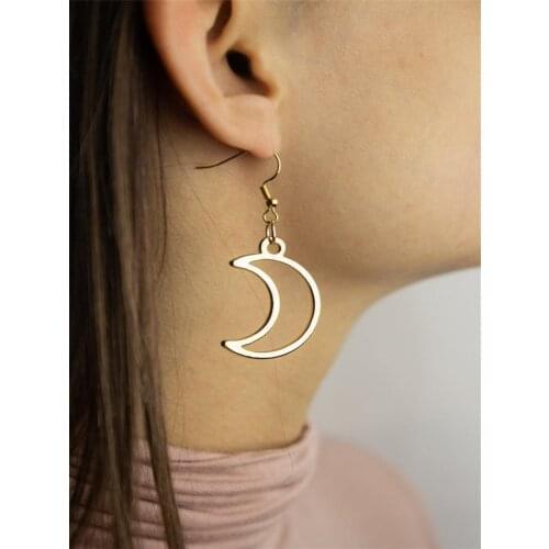 Moon Earrings | Gold Moon Earrings | Crescent Moon Earrings | Gold Crescent Moon | Hollowed Out Moon Earrings | Space Earrings
