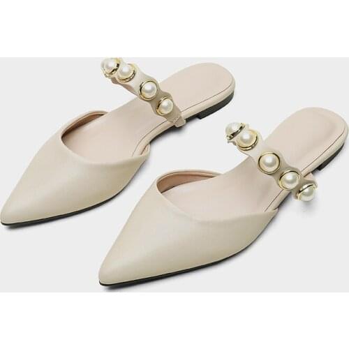 Baotou Slipper Womens Summer Fashion 2020 New Style Flat Heel Outer Wear All-match Low Heel Pointed Half-Slippers Sandals