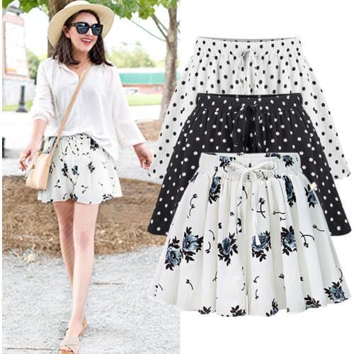Wide Leg Shorts Female Chiffon Large Size Casual Loose High waist Short pants Women 2019 Summer Plus size M-6XL