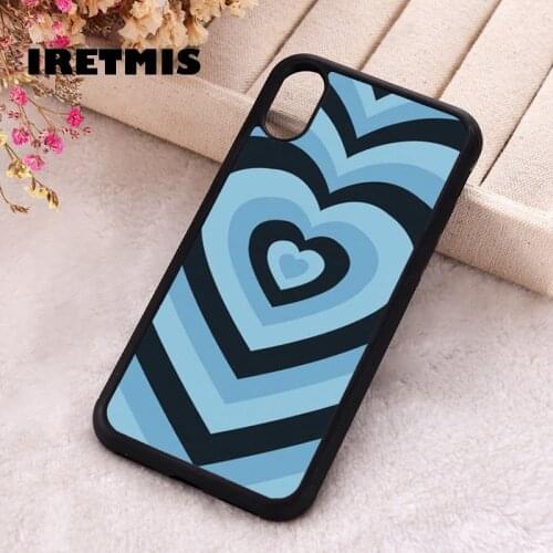 Iretmis 5 5S SE 2020 Phone Cover Case for iPhone 6 6S 7 8 Plus X Xs XR 11 12 Mini Pro Max Rubber Silicone Dark blue heart love